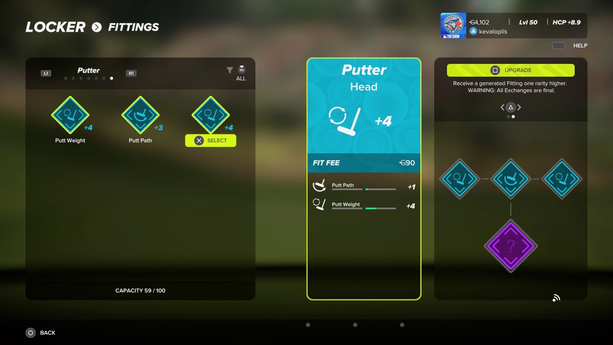 PGA Tour 2k23 club fittings